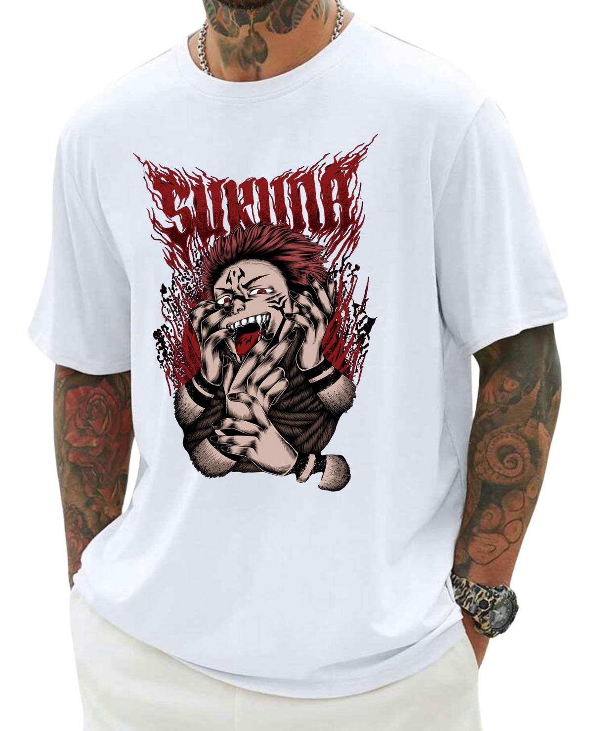 Sakuna - Jujutsu Kaisen White/Black T-Shirt Design